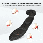 Стелки с мемори пяна и 6D изработка за максимален комфорт и защита на петата
